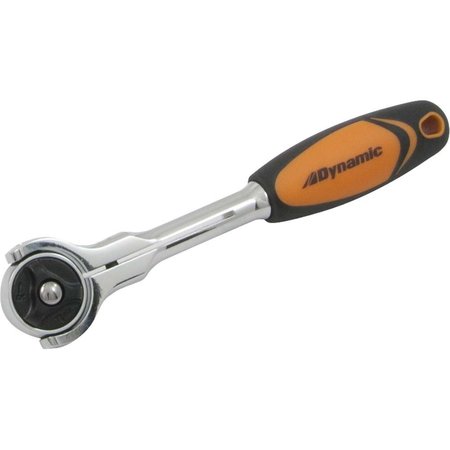 DYNAMIC 1/4" Dr Swivel Head 72 Tooth Ratchet, Chrome Comfort Handle, 6" Long D001306